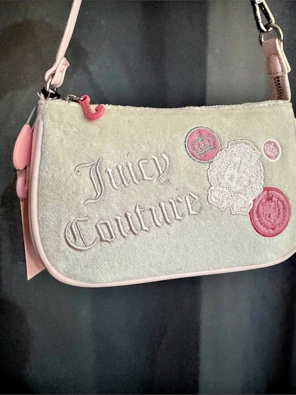 Juicy Couture Juicy Girl Rule Wristlet Shoulder Bag Pink & White NWT